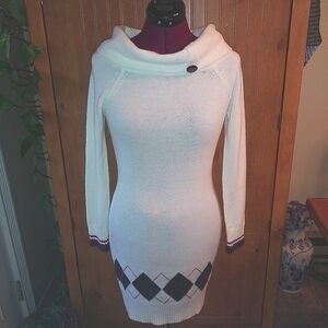 50% off Derek Heart White Argyle Long Sleeve Dress